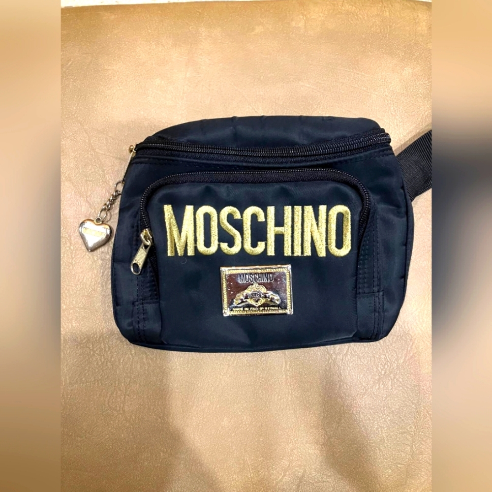 Moschino Black and Gold Fanny Bag